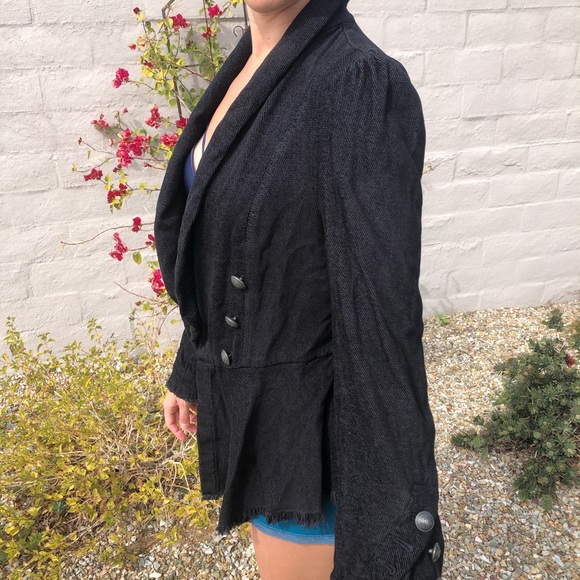 Free People corduroy and lace long bell sleeve peplum jacket military buttons - Picture 16 of 16